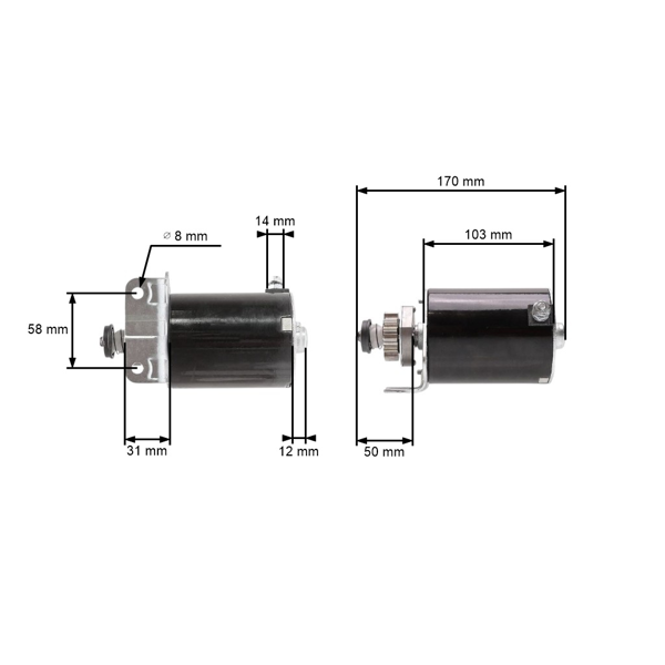 Elektrický štartér pre motory Briggs & Stratton Cub Cadet John Deere Sabo Scotts Toro (OEM 693551 593934)
