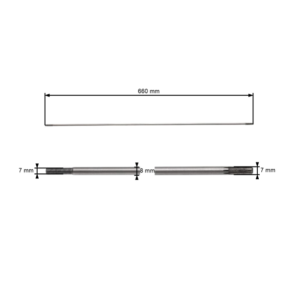 Hnací hriadeľ pre činské krovinorezy a krovinorezy z hobbymarketov 660 mm x 8 mm x 9 zubov