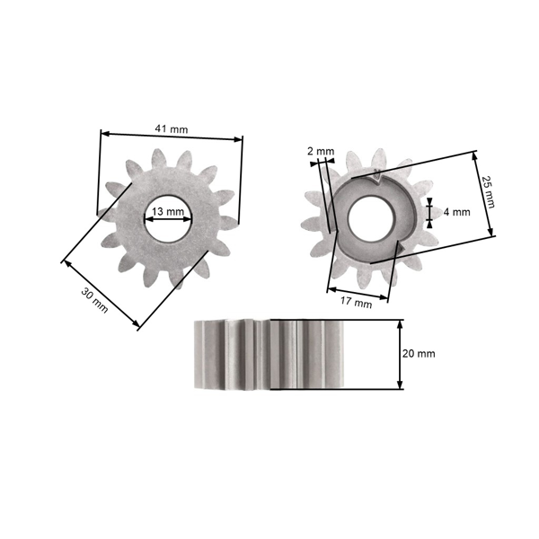 Hnacie ozubené koliesko pojazdu pre čínske kosačky a kosačky z hobbymarketov 14 zubov na pravej strane
