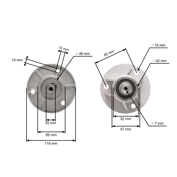 Hriadeľ mandrely Ľavá žacieho noža s pravým závitom pre záhradné traktory Stiga Honda Castel (OEM 328807202/0 82207202/0 1136-0481-01)