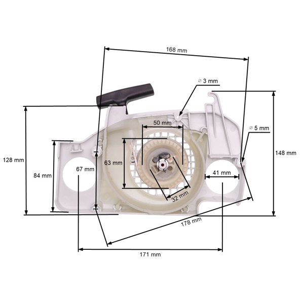 HS PARTS kompletný štartér pre motorové píly Stihl MS170 2-MIX MS180 2-MIX (OEM 11300801807 11300802110)