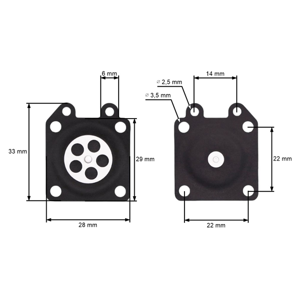 HS Parts membrána pre čínske krovinorezy obsah motora 26 ccm 32 ccm 43 ccm 52 ccm
