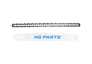 HS PARTS profesionálna vodiaca lišta 20" (50 cm) 3/8" .058" (1,5 mm) + pílová reťaz 72 článkov hranatý zub pre Husqvarna 266 268 272 365 372XP 585 Solo 670 681 Jonsered 2077 2171 Dolmar PS6400 Shindaiwa 285 Makita DCS6400