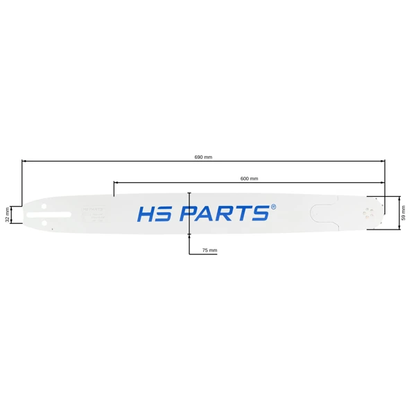 HS PARTS profesionálna vodiaca lišta 24" (60 cm) 3/8" .058" (1,5 mm) 84 článkov pre Husqvarna 61 66 266 268 272 365 372XP 281 298 380 385 585 Solo 665 670 681 Jonsered 2077 2171 Dolmar PS6400 PS7900 Shindaiwa 285 300 550 Echo CS3500