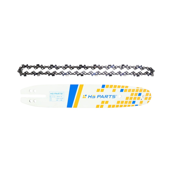 HS PARTS vodiaca lišta 10" (25 cm) 3/8" .050" (1,3 mm) + pílová reťaz 39 článkov hranatý zub pre Alpina 330 380 432 Bosch BES1300B KS400S KS40S KSE1300B Ryobi 35B CS36C CSE3330 McCulloch 10E 14E Makita DCS330S