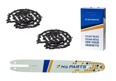 HS PARTS vodiaca lišta 12" (30 cm) 3/8" .050" (1,3 mm) + 2 x pílová reťaz 44 článkov hranatý zub