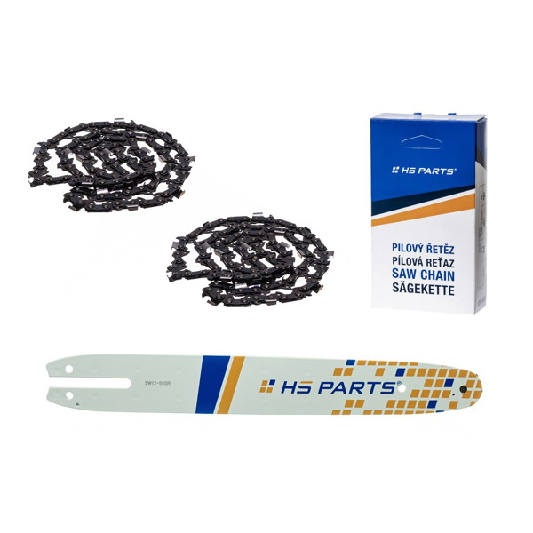 HS PARTS vodiaca lišta 12" (30 cm) 3/8" .050" (1,3 mm) + 2 x pílová reťaz 44 článkov hranatý zub pre Stihl 009 010 011 017 018 019 020 021 023 025 MS160 MS170 MS171 MS180 MS181 MS192 MS210 MS211 MS250 MS231 MS241 MS251