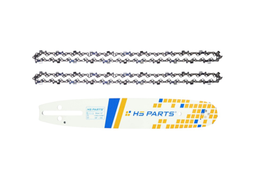 HS PARTS vodiaca lišta 12" (30 cm) 3/8" .050" (1,3 mm) + 2 x pílová reťaz 45 článkov hranatý zub pre Husqvarna 120 135 140 240 334T 335XPT 338XPT T540XP Jonsered 2035 2036 CS2135 CS2139T Solo 614 630 633 635 637 McCulloch MS1636
