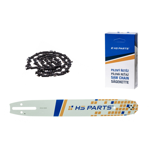 HS PARTS vodiaca lišta 14" (35 cm) 3/8" .050" (1,3 mm) + pílová reťaz 52 článkov hranatý zub pre Partner 350 351 370 P420 Husqvarna T425 E16 E316 E321 Dolmar PS330 PS33 PS34 ES152 Homelite 3300 CS40 Solo 613 Oleomac GS35 GS350 931