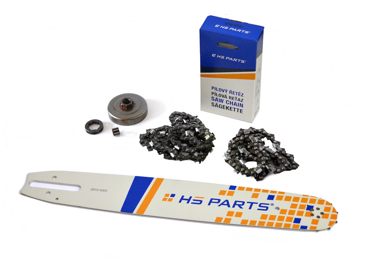 HS PARTS vodiaca lišta 15" (38 cm) + 2 x pílová reťaz 3/8" .063" (1,6 mm) 56 článkov hranatý zub + reťazovka pre Stihl 044 046 MS341 MS361 MS362 MS440 MS441 MS460 MS461