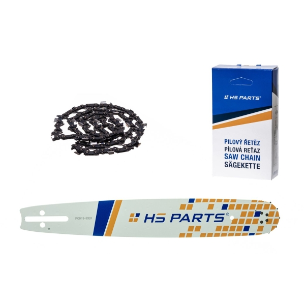 HS PARTS vodiaca lišta 15" (38 cm) 3/8" .050" (1,3 mm) + pílový reťaz 56 článkov hranatý zub pre Husqvarna 40 45 55 242 246 254 257 262 340 345 351 346 357 359 455 555