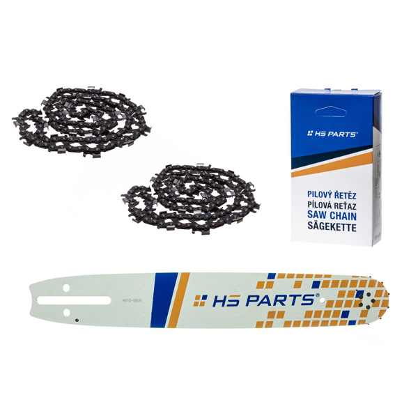 HS PARTS vodiaca lišta 15" (38 cm) 3/8" .058" (1,5 mm) + 2 x pílová reťaz na pozdĺžne rezanie 56 článku guľatý zub pre Husqvarna 66 266 268 365 372XP 385 394 395 562XP 570 575 576XP 2100XP