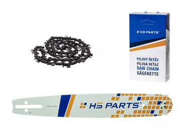 HS PARTS vodiaca lišta 15" (38 cm) 3/8" .058" (1,5 mm) + reťaz na pozdĺžne rezanie 56 článku pre Husqvarna 51 55 246 254 257  262 345 356 357 359 455 460 555 560 Jonsered 2054 CS2260 Dolmar 111 112 115 PS540 Solo 613 614 650