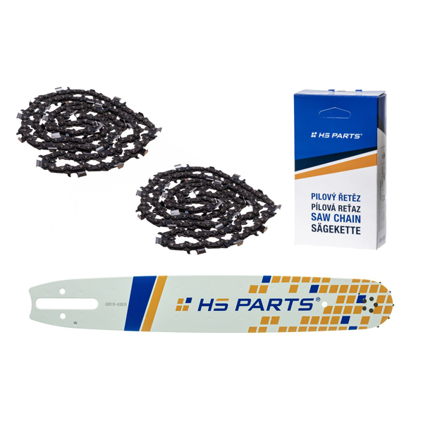HS PARTS vodiaca lišta 15" (38 cm) 3/8" .063" (1,6 mm) + 2 x pílová reťaz 56 článkov hranatý zub pre Stihl 044 048 MS310 MS360 MS361 MS362 MS391 MS440 MS441 MS462 MS460 MS640 MS650 MS660 MS500i