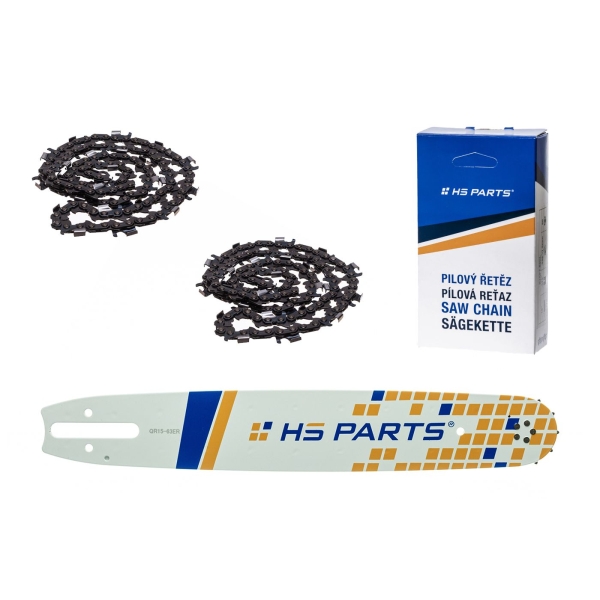 HS PARTS vodiaca lišta 15" (38 cm) 3/8" .063" (1,6 mm) + 2 x pílová reťaz na pozdĺžne rezanie 56 článku guľatý zub pre Stihl MS360 MS361 MS362 MS440 MS441 MS660 MS661