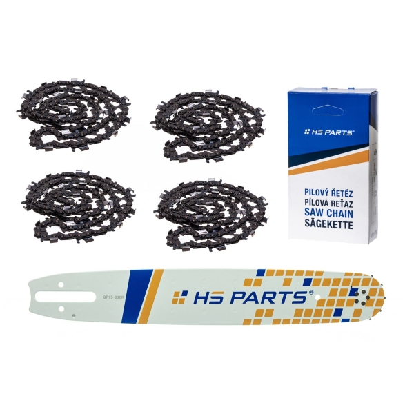 HS PARTS vodiaca lišta 15" (38 cm) 3/8" .063" (1,6 mm) + 4 x pílová reťaz na pozdĺžne rezanie 56 článku guľatý zub pre Stihl MS360 MS361 MS362 MS440 MS441 MS660 MS661