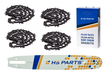 HS PARTS vodiaca lišta 15" (38 cm) 3/8" .063" (1,6 mm) + 4 x reťaz na pozdĺžne rezanie 56 článku pre Stihl 041 042 036 044 048 066 MS290 MS310 MS360 MS361 MS362 MS391 MS440 MS441 MS462 MS460 MS640 MS650 MS660 MS500i
