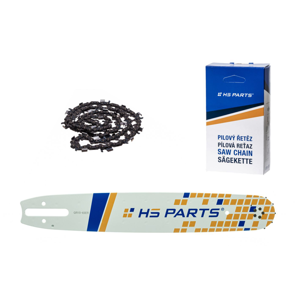 HS PARTS vodiaca lišta 15" (38 cm) 3/8" .063" (1,6 mm) + pílová reťaz na pozdĺžne rezanie 56 článku guľatý zub na výrobu fošní a dosiek vhodné Stihl MS360 MS361 MS362 MS440 MS441 MS660