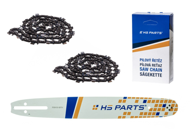 HS PARTS vodiaca lišta 15" (38 cm) .325" .050" (1,3 mm) + 2 x pílová reťaz 64 článkov hranatý zub pre Husqvarna 36 55 136 154 257 262 346 357 435 445 460 Jonsered 2054 2152 2155 Dolmar 109 111 112 116 Oleomac 938 947 952 962 Solo 639 651 665