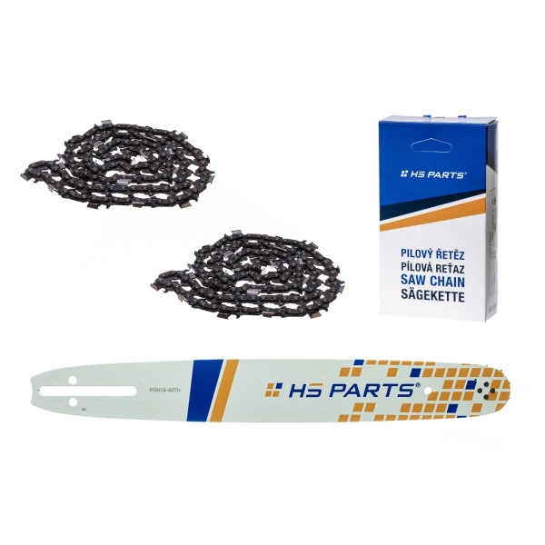 HS PARTS vodiaca lišta 15" (38 cm) .325" .050" (1,3 mm) + 2 x pílová reťaz 64 článkov hranatý zub pre Husqvarna 40 55 242 254 262 339XP 353 357 359 T435 445 455 460 550 560XP