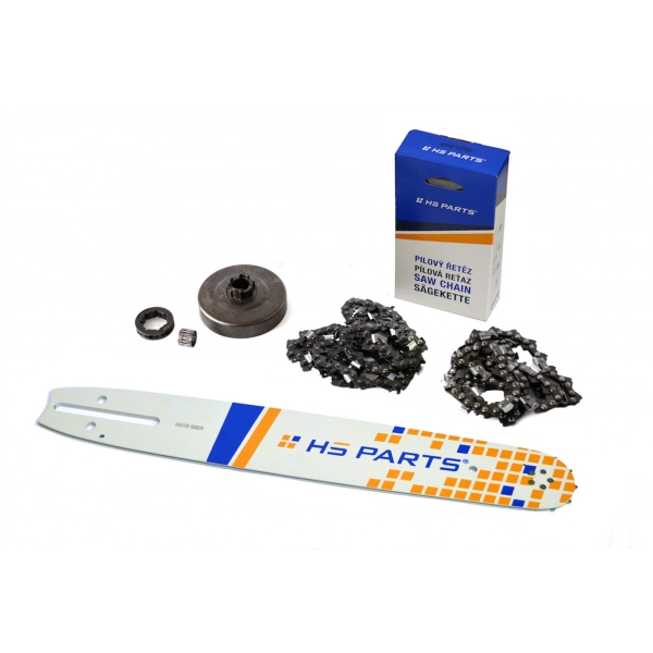 HS PARTS vodiaca lišta 15" (38cm) + 2 x pílová reťaz 3/8" .058" (1,5 mm) 56 článkov hranatý zub + reťazovka Husqvarna 268