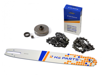 HS PARTS vodiaca lišta 16" (40 cm) + 2 x pílová reťaz 3/8" .063" (1,6 mm) 60 článkov hranatý zub + reťazovka pre Stihl 066 MS660
