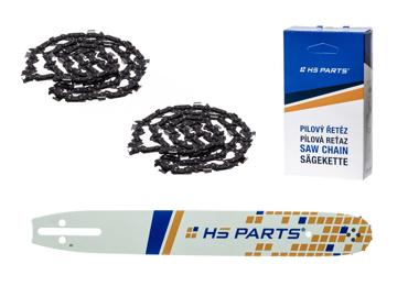 HS PARTS vodiaca lišta 16" (40 cm) 3/8" .050" (1,3 mm) + 2 x pílová reťaz 56 článkov hranatý zub pre Husqvarna 120 135 140 240 334T 335XPT 338XPT T540XP Jonsered 2035 2036 CS2135 CS2139T Solo 614 630 633 635 637 McCulloch MS1636