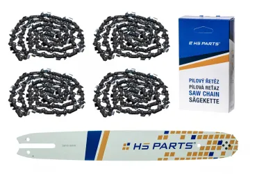 HS PARTS vodiaca lišta 16" (40 cm) 3/8" .050" (1,3 mm) + 4 x pílová reťaz 55 článkov hranatý zub pre Stihl 009 010 011 017 018 019 020 021 023 025 MS160 MS170 MS171 MS180 MS181 MS192 MS210 MS211 MS250 MS231 MS241 MS251