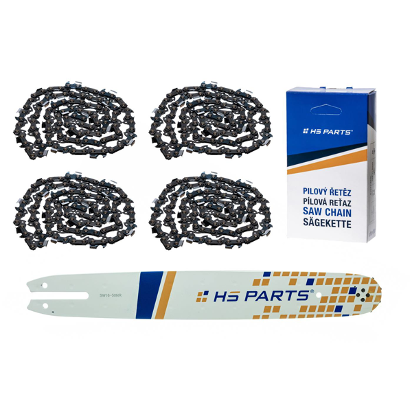 HS PARTS vodiaca lišta 16" (40 cm) 3/8" .050" (1,3 mm) + 4 x pílová reťaz 55 článkov hranatý zub pre Stihl 009 010 011 017 018 019 020 021 023 025 MS160 MS170 MS171 MS180 MS181 MS192 MS210 MS211 MS250 MS231 MS241 MS251