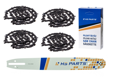 HS PARTS vodiaca lišta 16" (40 cm) 3/8" .050" (1,3 mm) + 4 x pílový reťaz 56 článkov hranatý zub pre Husqvarna 136 137 140 235 236 240 Jonsered CS2135 CS2234 Partner 350 351 352 Dolmar 100 106 ES140 Makita DCS4301 UC3030A UC3500