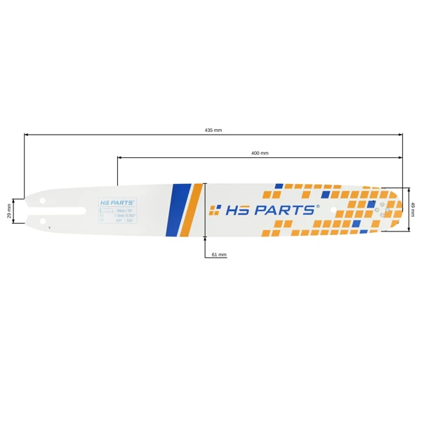 HS PARTS vodiaca lišta 16" (40 cm) 3/8" .050" (1,3 mm) 55 článkov pre Stihl 009 010 011 017 018 019 020 021 023 025 MS160 MS170 MS171 MS180 MS181 MS192 MS210 MS211 MS250 MS231 MS241 MS251