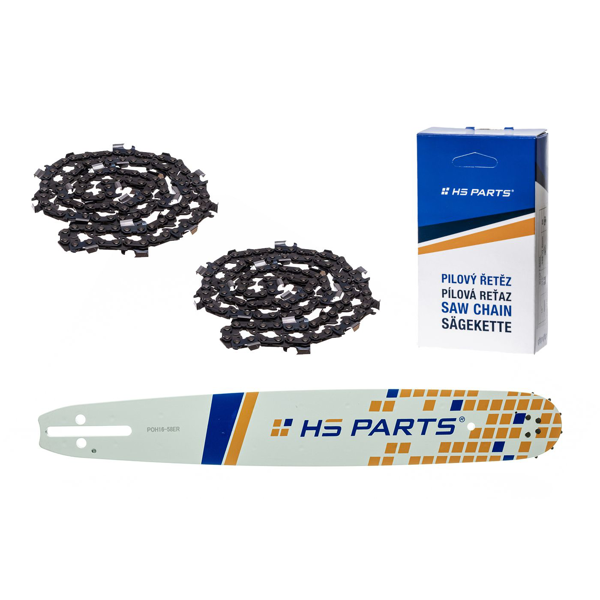 HS PARTS vodiaca lišta 16" (40 cm) 3/8" .058" (1,5 mm) + 2 x pílová reťaz 60 článkov hranatý zub pre Husqvarna 40 55 242 254 262 339XP 353 357 359 T435 445 455 460 550 560XP