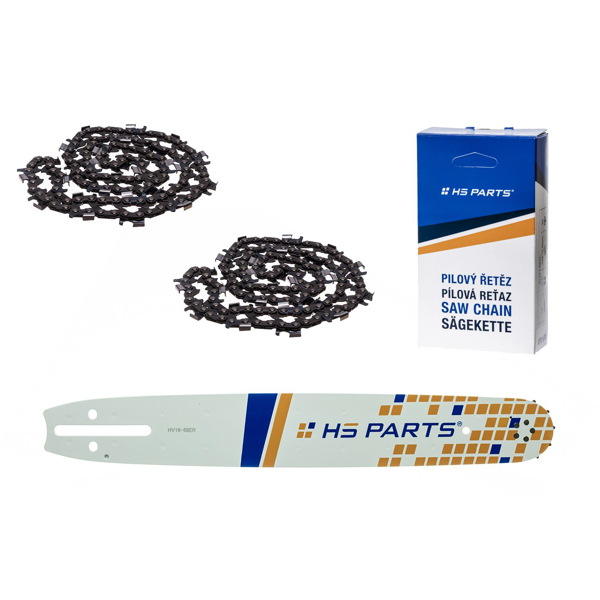 HS PARTS vodiaca lišta 16" (40 cm) 3/8" .058" (1,5 mm) + 2 x pílová reťaz na pozdĺžne rezanie 60 článku guľatý zub pre výrobu fošní a dosiek vhodné Husqvarna 266 268 362 365 371 372XP 395 576XP