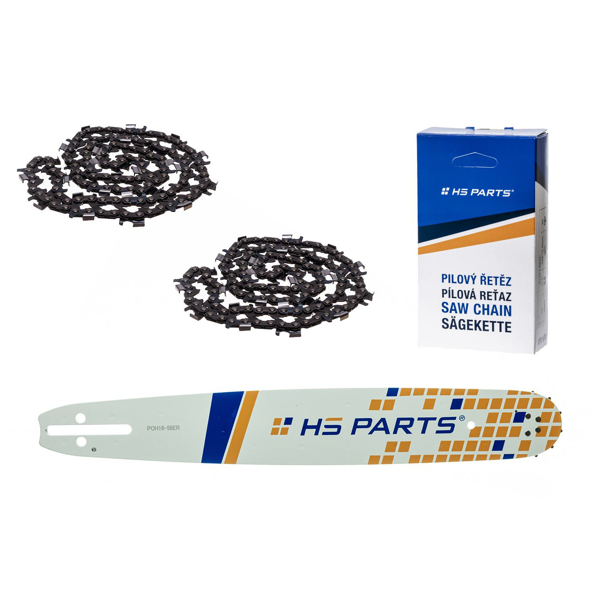 HS PARTS vodiaca lišta 16" (40 cm) 3/8" .058" (1,5 mm) + 2 x pílová reťaz na pozdĺžne rezanie 60 článku guľatý zub pre výrobu fošní a dosiek vhodné Husqvarna 51 55 346XP 353 357 359 455 460 560XP