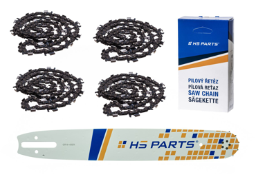 HS PARTS vodiaca lišta 16" (40 cm) 3/8" .063" (1,6 mm) + 4 x pílová reťaz na pozdĺžne rezanie 60 článku guľatý zub na výrobu fošní a dosiek vhodné Stihl 044 048 MS310 MS360 MS361 MS362 MS440 MS441 MS462 MS460 MS640 MS650 MS660 MS500i