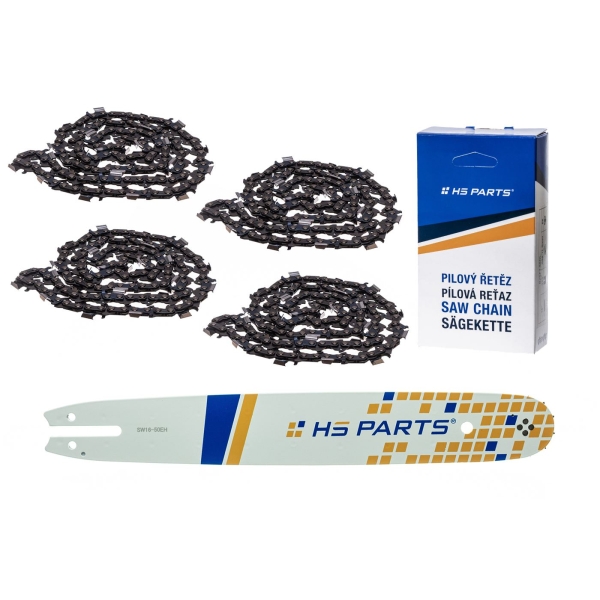 HS PARTS vodiaca lišta 16" (40 cm) .325" .050" (1,3 mm) + 4 x pílová reťaz 62 článkov hranatý zub