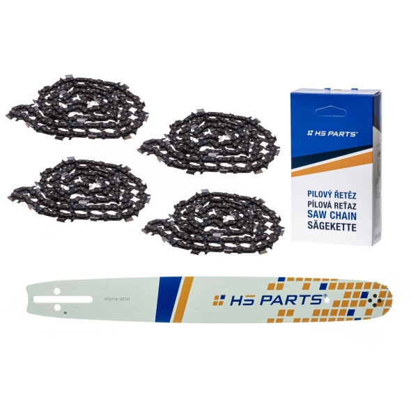 HS PARTS vodiaca lišta 16" (40 cm) .325" .050" (1,3 mm) + 4 x pílová reťaz 66 článkov hranatý zub pre Husqvarna 40 55 242 254 262 339XP 353 357 359 T435 445 455 460 550 560XP