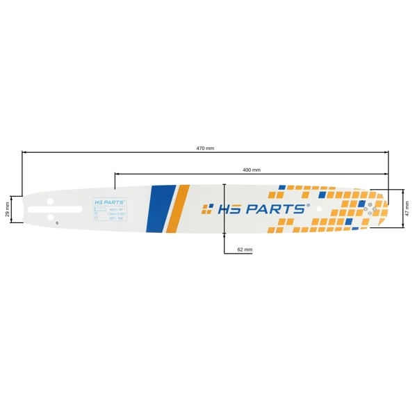 HS PARTS vodiaca lišta 16" (40 cm) .325" .050" (1,3 mm) pre Husqvarna 36 55 136 154 257 262 346 357 435 445 460 Jonsered 2054 2152 2155 Dolmar 109 111 112 116 Oleomac 938 947 952 962 Solo 639 651 665