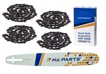 HS PARTS vodiaca lišta 16" (40 cm) .325" .058" (1,5 mm) + 4 x pílová reťaz 66 článkov hranatý zub pre Husqvarna 36 55 136 154 257 262 346 357 435 445 460 Jonsered 2054 2152 2155 Dolmar 109 111 112 116 Solo 639 651 665