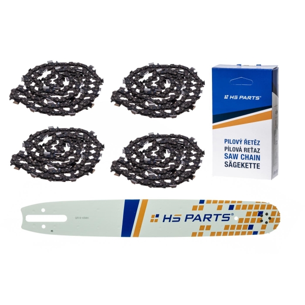 HS PARTS vodiaca lišta 16" (40 cm) .325" .063" (1,6 mm) + 4 x pílová reťaz 67 článkov hranatý zub pre Stihl 024 026 028 030 032 034 036 MS240 MS260 MS270 MS280 MS290 MS310 MS390