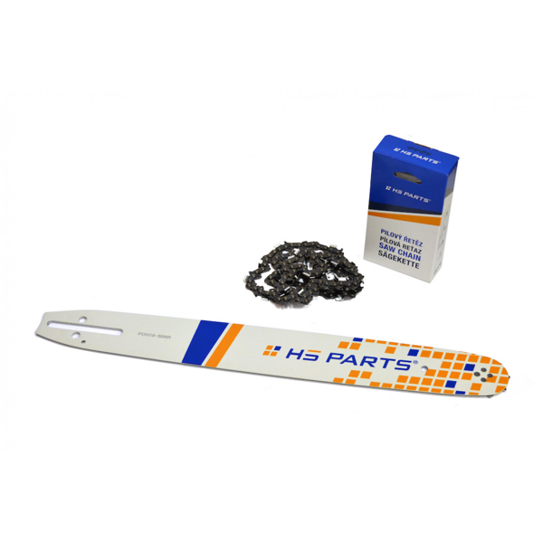 HS PARTS vodiaca lišta 16" (40cm) 3/8" .050" (1,3 mm) + pílová reťaz 56 článkov hranatý zub + reťazka Husqvarna 136 142 236 Jonsered 2035 2040 CS2137 CS2234 Partner 350 351 370 390 McCulloch CS380 Mac20X Poulan 2250 2375
