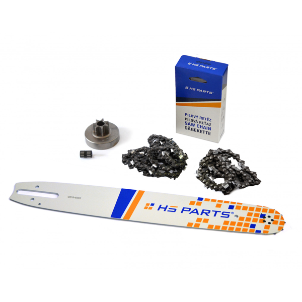 HS PARTS vodiaca lišta 16" (40cm) 3/8" .063" (1,6mm) + 2 x pílová reťaz 60 článkov hranatý zub + reťazovka pre Stihl MS380