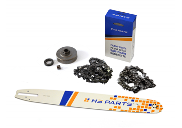 HS PARTS vodiaca lišta 18" (45 cm) + 2 x pílová reťaz 3/8" .063" (1,6 mm) 66 článkov hranatý zub + reťazovka pre Stihl 034 036 MS340 MS360