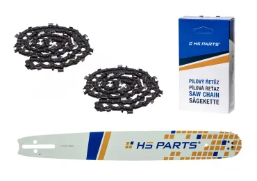 HS PARTS vodiaca lišta 18" (45 cm) 3/8" .058" (1,5 mm) + 2 x pílová reťaz 64 článkov hranatý zub pre Husqvarna 40 55 242 254 262 339XP 353 357 359 T435 445 455 460 550 560XP