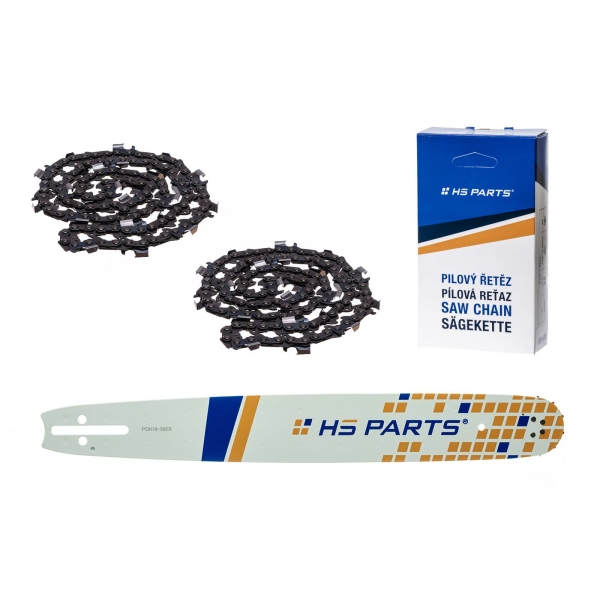 HS PARTS vodiaca lišta 18" (45 cm) 3/8" .058" (1,5 mm) + 2 x pílová reťaz 68 článkov hranatý zub pre Husqvarna 51 55 346XP 353 357 359 455 460 560XP