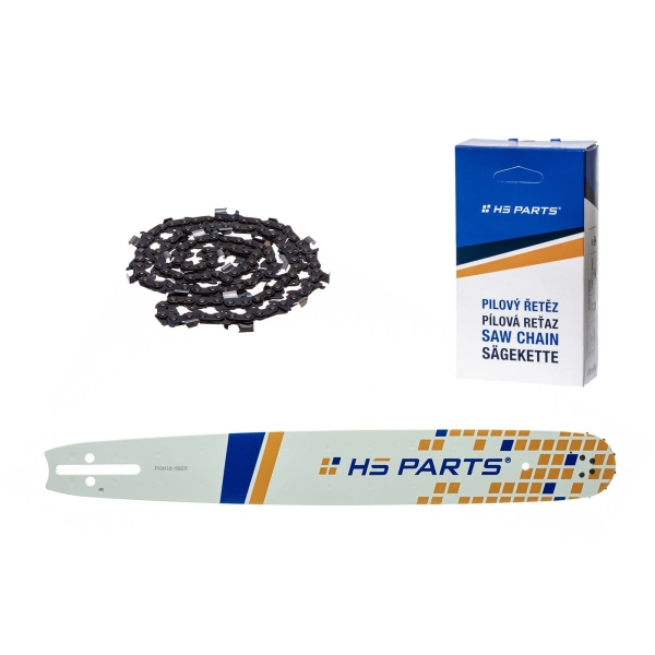 HS PARTS vodiaca lišta 18" (45 cm) 3/8" .058" (1,5 mm) + pílový reťaz 64 článkov hranatý zub pre Husqvarna 40 55 242 254 262 339XP 353 357 359 T435 445 455 460 550 560XP