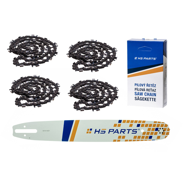 HS PARTS vodiaca lišta 18" (45 cm) 3/8" .063" (1,6 mm) + 4 x pílová reťaz na pozdĺžne rezanie 66 článku guľatý zub pre výrobu fošní a dosiek vhodné Stihl MS360 MS361 MS362 MS440 MS441 MS660