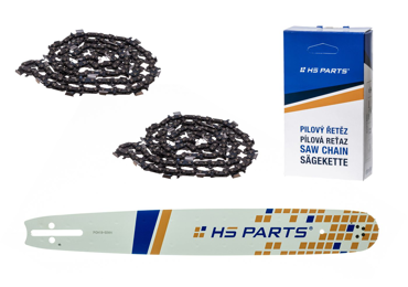 HS PARTS vodiaca lišta 18" (45 cm) .325" .050" (1,3 mm) + 2 x pílová reťaz 72 článkov hranatý zub pre Husqvarna 36 55 136 154 257 262 346 357 435 445 460 Jonsered 2054 2152 2155 Dolmar 109 111 112 116 Oleomac 938 947 952 962 Solo 639 651 665