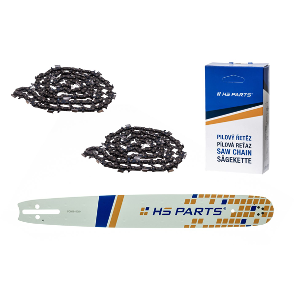 HS PARTS vodiaca lišta 18" (45 cm) .325" .050" (1,3 mm) + 2 x pílová reťaz 72 článkov hranatý zub pre Husqvarna 36 55 136 154 257 262 346 357 435 445 460 Jonsered 2054 2152 2155 Dolmar 109 111 112 116 Solo 639 651 665