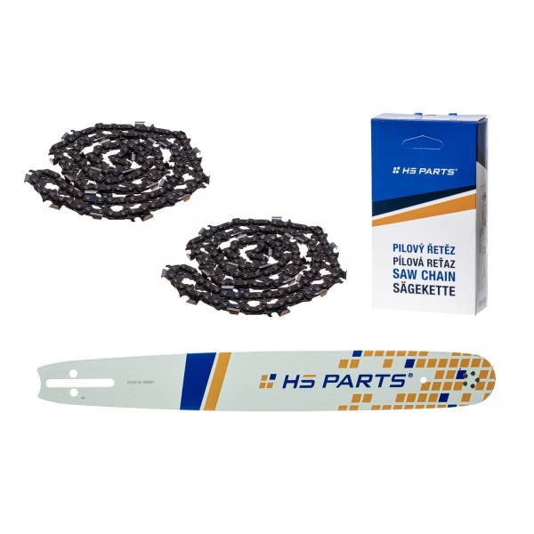 HS PARTS vodiaca lišta 18" (45 cm) .325" .058" (1,5 mm) + 2 x pílový reťaz 72 článkov hranatý zub pre Husqvarna 51 55 346XP 353 357 359 455 460 560XP